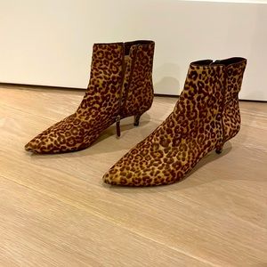 JCrew leopard print kitten heel booties